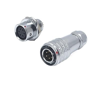 Imagem de XMGKMN 1 peça M12 conector de metal redondo à prova d'água 6 núcleos equipamento de instrumento mecânico linha de sinal de motor elétrico plugue de aviação (tamanho: soquete de ancoragem de plugue de