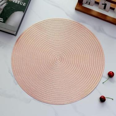 Imagem de Kit Jogo Americano PVC Antiderrapante Mesa Posta Resistente ao Calor 45x30cm Elegante(Redondo Rose,6 Peças)
