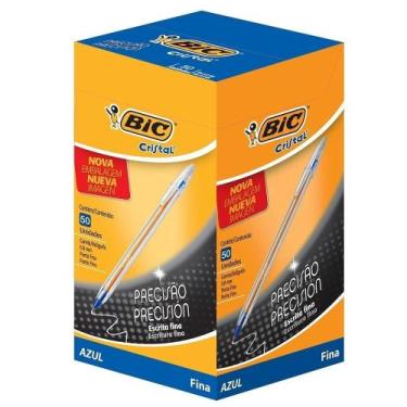 Imagem de Caneta Bic Cristal Fina Azul - Embalagem com 50 Unidades