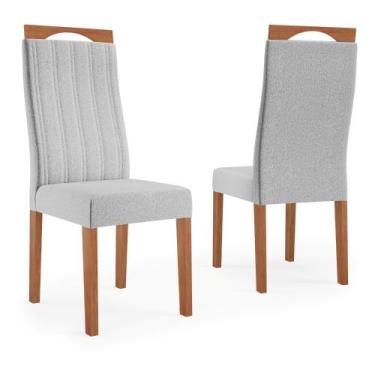 Imagem de Conjunto 2 Cadeiras Estofada Grécia Madetal, Mel tec/Cinza