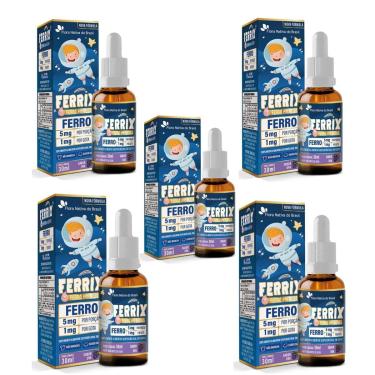 Imagem de Kit 5 FERRIX Ferro infantil 5x30ml Uva Flora Nativa-Unissex