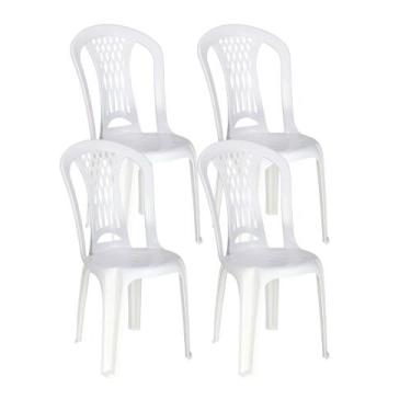 Imagem de Kit 4 Cadeiras de Plástico Sem Braço Laguna Tramontina Basic, Branco