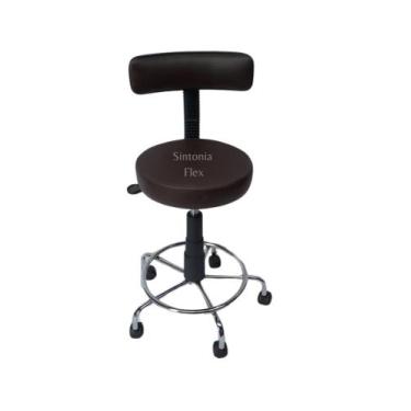 Imagem de Cadeira Mocho Podogolo Estética Cromada Corano Marrom - Sintonia Flex