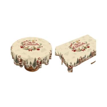 Imagem de Toalha De Mesa Vintage Feliz Natal 2025, Cobertura De Mesa Para O Nata