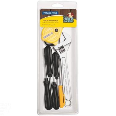 Imagem de Kit De Ferramentas Tramontina Com Chaves De Fenda Chave Ajustável E Trena 7 Peças Tramontina