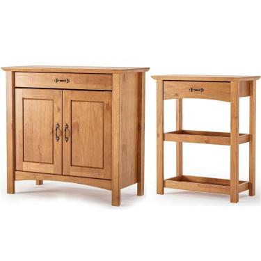 Imagem de Kit Balcão Buffet 2 Portas E Aparador Para Sala 100% Madeira Solare Carvalho