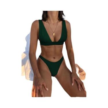 Imagem de Conjunto De Biquíni Sexy Feminino Com Decote Em V, Sólido, 2023, Cintu