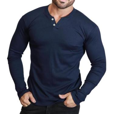 Imagem de Camiseta Henley Masculina J Silver Slim Fit Manga Longa 2 Botões - 6 C