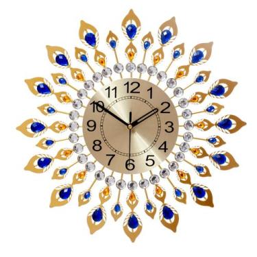 Imagem de Relógio de parede Peacock Design 38 cm de metal silencioso antiaderent