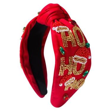 Imagem de Bandana Christmas Beaded HO HO Knotted para mulheres - taiyuanketanmao