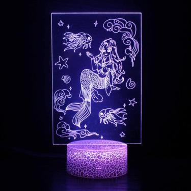 Imagem de Candeeiro de mesa Mermaid 3D Colorful Gradient com LED remoto de toque