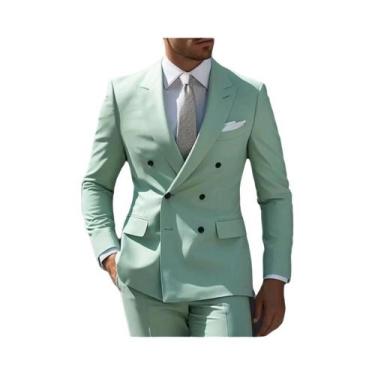 Imagem de Terno Masculino Laranja Formal De 2 Peças Com Botões Metálicos Para Ca