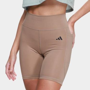 Imagem de Bermuda Adidas Essentials Feminina, Marrom claro, GG
