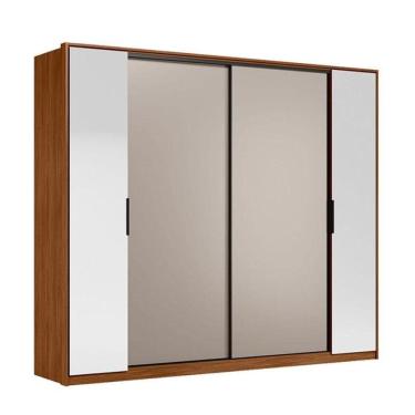 Imagem de Guarda Roupa Casal Laredo D44010k Nogueira Nude Tx Com Espelho Demóbile - Demartêz