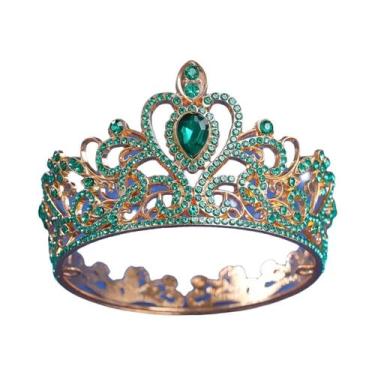 Imagem de Tiara De Casamento Barroca Redonda Para Noivas Rainha E Rei, Acessório