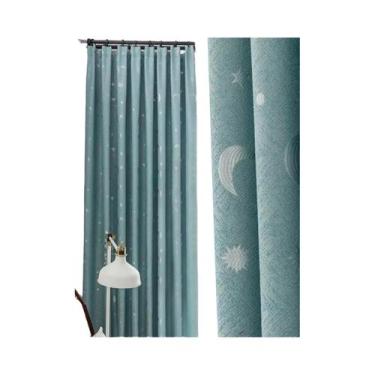 Imagem de Cortinas azuis minimalistas modernas com sombreamento de estrelas para