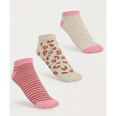 Imagem de Kit 3 Pares Meias Cano Curto Feminina Estampadas Maris-89453 - Marisa,