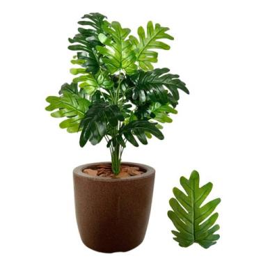 Imagem de Planta Artificial Bananinha + Vaso Polietileno Cores - Marrom - PLANDE