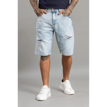 Imagem de Bermuda Jeans Masculina Destroyer Lavagem Clara Dialogo-Masculino