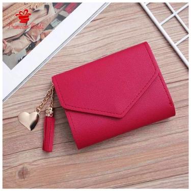 Imagem de Carteira Feminina OEM com Franjas em Couro Sintético 12 e 05x10 e 05 Pink com Porta Cartões e Chaveiro