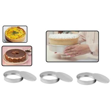 Imagem de Conjunto De 3 (três) Forma Assadeira Alumínio Fundo Falso Fundo Removí