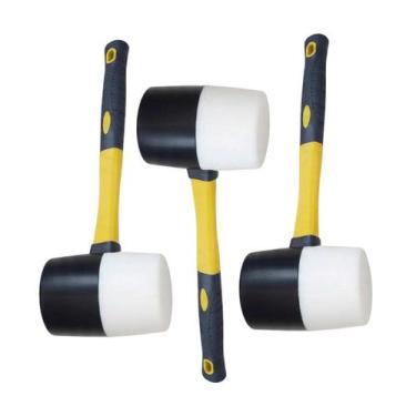 Imagem de Martelo Borracha Marreta Kit 3 Uni Assenta Piso Obra Reparo Piso Taco 