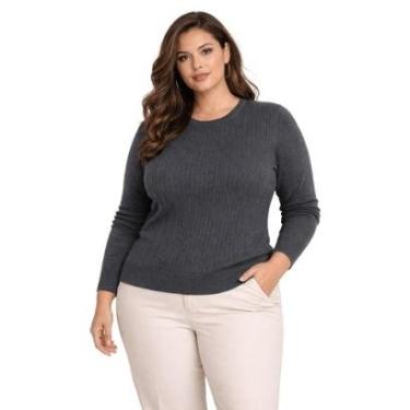 Imagem de Suéter Tricô Feminino City Lady by Facinelli Plus Size 658140 Chumbo-Feminino