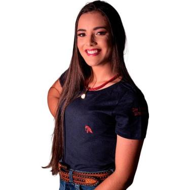 Imagem de Blusa Feminina Country Basica Azul Marinho Zoe - Zoe Western, Azul, Ma