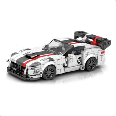 Imagem de Carrinho de Montar Dodge Viper Branco de Peças Bloco Miniatura Esporti