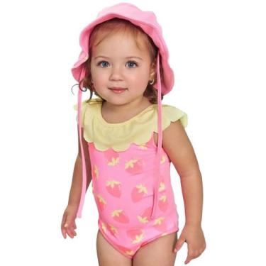 Imagem de Conjunto Kukiê Maiô + Chapéu Malha C/ Proteção UV 50+ Rosa Cor:RosaTam