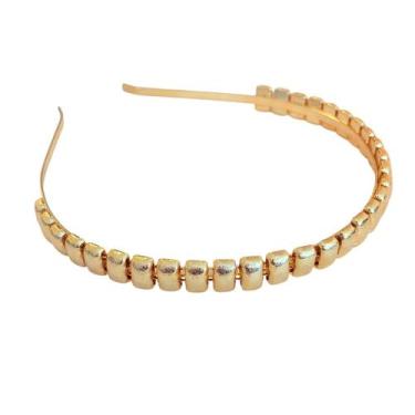 Imagem de Tiara Dourada Acetinada  Retângulos Delicados - Pistache Acessórios
