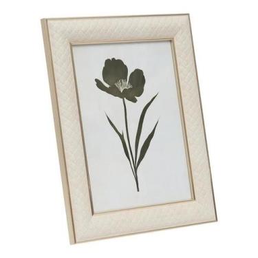 Imagem de Porta Retrato Decorativo Bege Para Fotos De Até 15x20cm Com Vidro Mode
