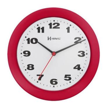 Imagem de Relógio Parede Redondo Herweg 6103 269 Vermelho 21cm Quartz