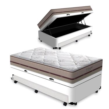 Imagem de Box Baú + Aux e Colchão de Mola Ensacada D` Angelis Classic 88 cm