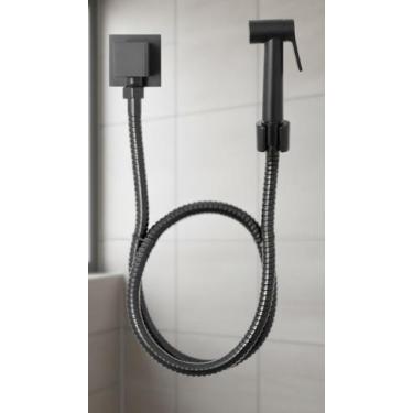 Imagem de Ducha Higiênica Quadrada Metal Preto Fosco 1/4 Volta - Congratulations