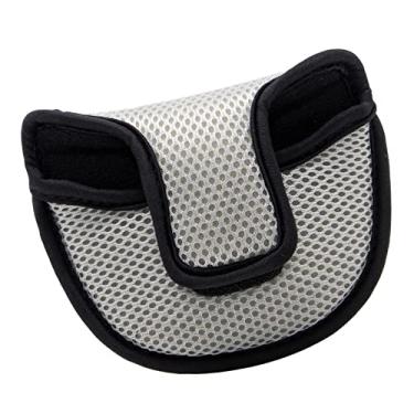 Imagem de DYNWAVE Capa de cabeça de taco de golfe portátil, capa de cabeça de malha de náilon, fácil de utilizar, protetor de taco leve para equipamento de golfe unissex, CINZENTO