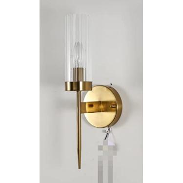 Imagem de Arandela Tocha Dourada Vidro Transparente 1E14 40cm
