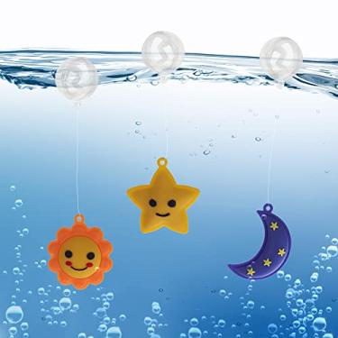 Imagem de 3 peças decorações para tanque de peixes desenho animado estrela lua sol bonito resina flutuante ornamento de aquário pingente acessórios para tanque de peixes