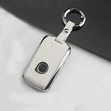 Imagem de CSHU Porta-chaves do carro Capa do porta-chaves do carro Bolsa com anel da chave, adequado para Volvo XC40 XC60 S90 XC90 V90 2017 2018 T5T6 T8 2015 2016, Branco