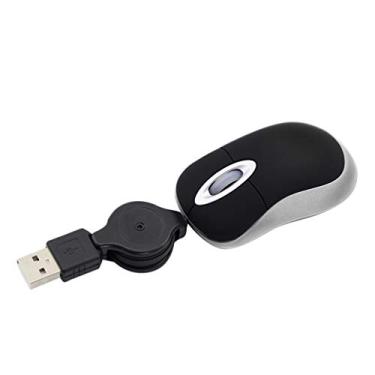 Imagem de Mini mouse USB com fio, cabo retrátil minúsculo mouse pequeno para crianças de 3 a 8 anos, 1600 DPI mouse óptico compacto para viagem com cabo USB de 6 metros para computador laptop infantil (preto)
