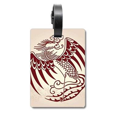Imagem de Fênix Chinesa Retrato de Animal Mala, Etiqueta de Bagagem, Cartão de Bagagem, Etiqueta Pendurada, Multicolorido.
