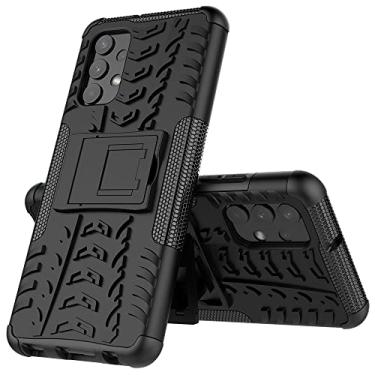 Imagem de Capa protetora de capa de telefone compatível com Samsung Galaxy A32 4G, TPU + PC Bumper Hybrid Militar Grade Rugged Case, Capa de telefone à prova de choque com mangas de bolsas de suporte (Cor: Preto)