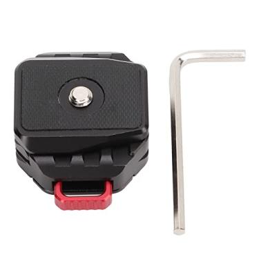 Imagem de Placa de bateria de montagem de trava em mini V, parafuso de 1/4 de polegada Placa de liberação rápida de montagem em V Liga de alumínio estável para câmera SLR para luz de preenchimento