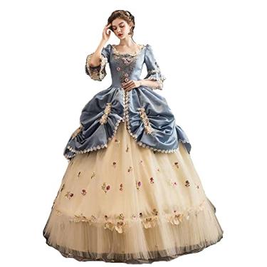 Imagem de Vestido de baile feminino rococó do século 18 estampado longo gótico vitoriano vestido de baile de máscaras (Marie_Antoinette_3, P)