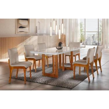 Imagem de Sala De Jantar 6 Cadeiras Tampo Com Vidro 1,80X0,90M - Talia - Moveis