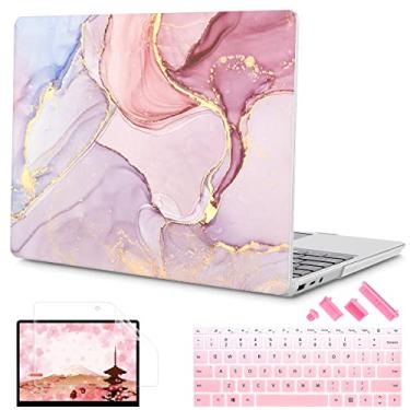 Imagem de Mektron Capa 2023 Microsoft Surface Laptop GO 3 de 12,4 polegadas, compatível com Go 2/1, versão 2022-2020, modelo 1943/2013, capa rígida de plástico com protetor de tela, mármore rosa