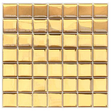 Imagem de Pastilha Resinada Adesiva Dourada Espelhada Kit 4 Placas