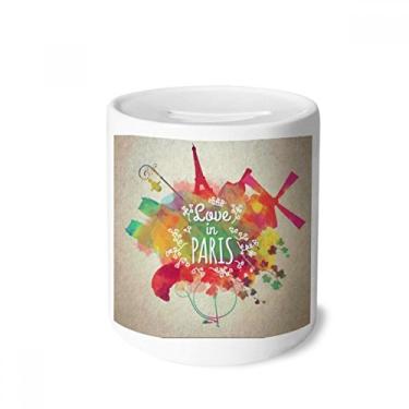 Imagem de DIYthinker Caixa de moedas de cerâmica colorida Mark City, França, Torre Eiffel, presente de cofrinho