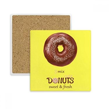 Imagem de Porta-copos quadrado de chocolate com rosquinha de sobremesa para doces e comida doce, suporte de subplaca