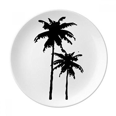 Imagem de Prato de praia de porcelana decorativa com contorno de árvore de coco